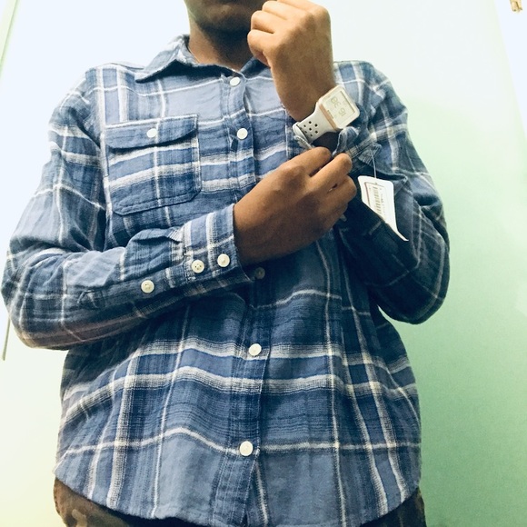 NEW Blue Plaid Button Down - Picture 1 of 4